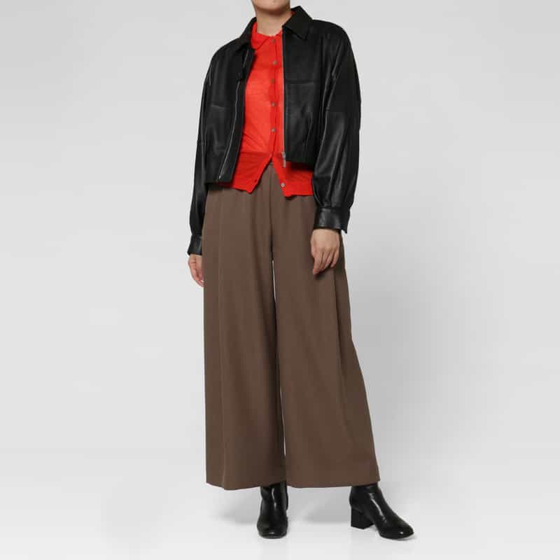 BARNEYS NEW YORK ジップアップ シープレザーブルゾン BLACK