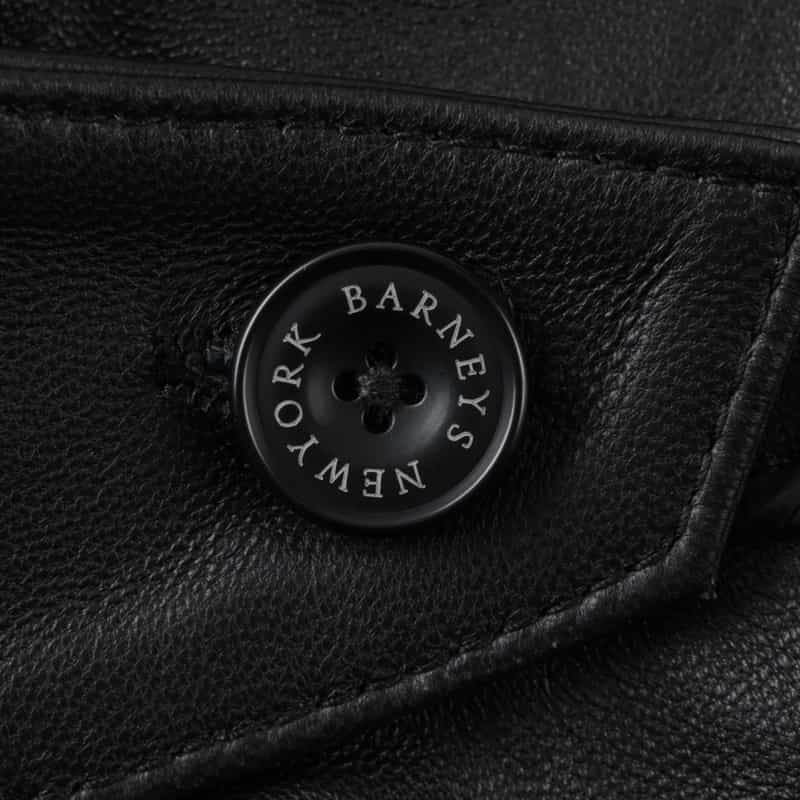 BARNEYS NEW YORK ジップアップ シープレザーブルゾン BLACK
