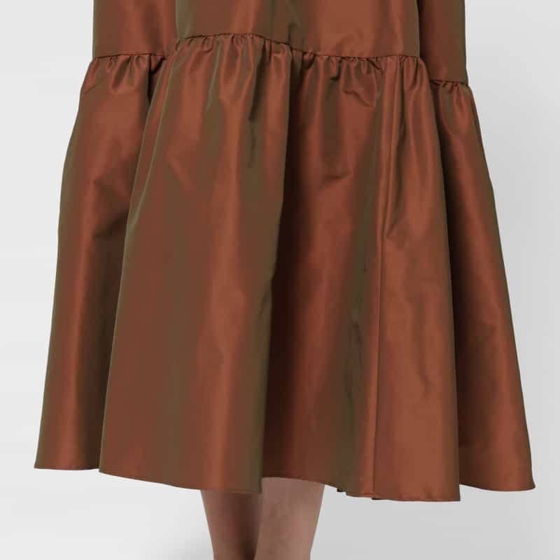 BARNEYS NEW YORK ウォッシャブル グログラン素材フリルスリーブAラインドレス BROWN
