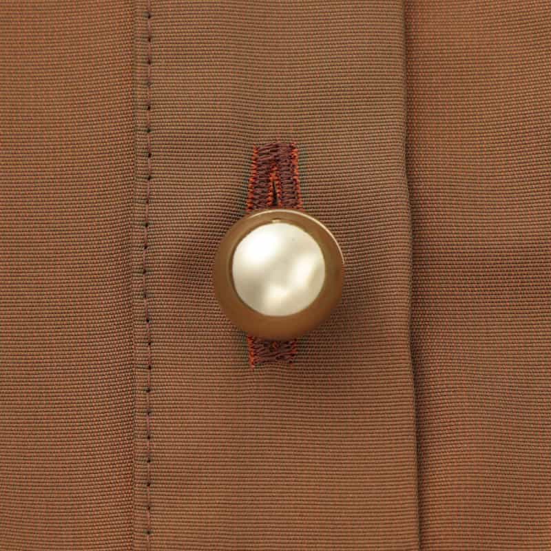 BARNEYS NEW YORK ウォッシャブル グログラン素材フリルスリーブAラインドレス BROWN