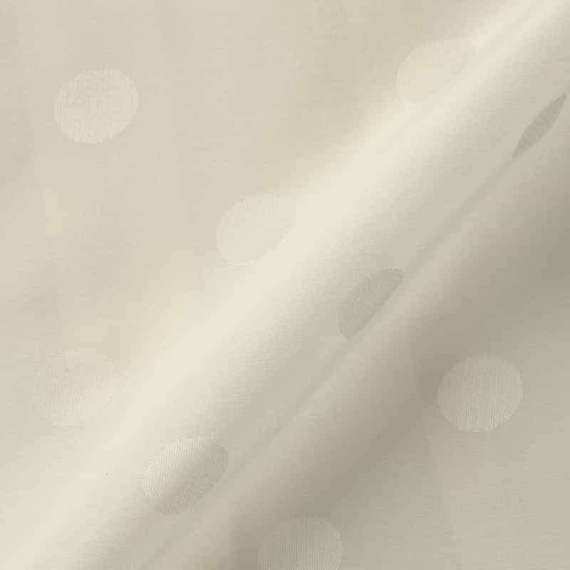 BARNEYS NEW YORK ウォッシャブル シアー素材ドット柄ラッフルデザインバンドカラー ロングスリーブブラウス OFF WHITE