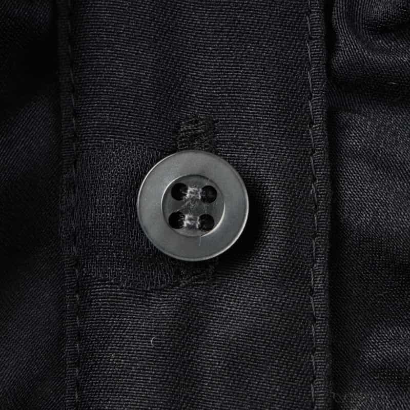 BARNEYS NEW YORK ウォッシャブル シアー素材ドット柄ラッフルデザインバンドカラー ロングスリーブブラウス BLACK