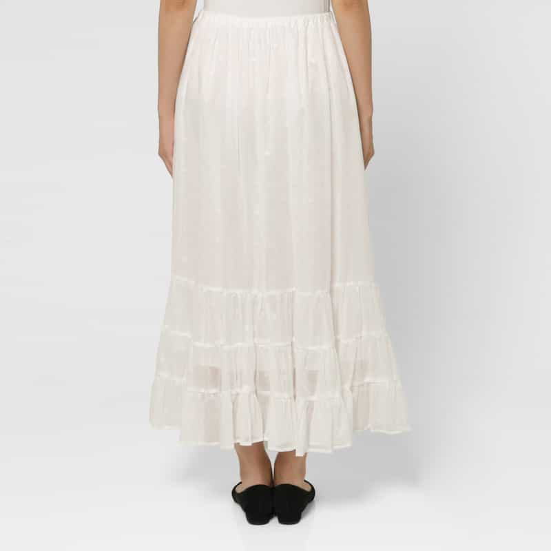 BARNEYS NEW YORK ウォッシャブル シアードット柄ロングスカート WHITE