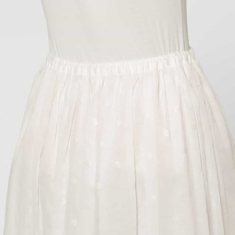 BARNEYS NEW YORK ウォッシャブル シアードット柄ロングスカート WHITE