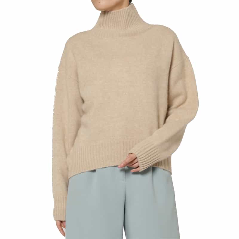 BARNEYS NEW YORK ハイネック カシミヤニットプルオーバー（ロロ・ピアーナ社製カシミヤ使用） LT BEIGE