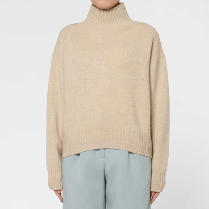 BARNEYS NEW YORK ハイネック カシミヤニットプルオーバー（ロロ・ピアーナ社製カシミヤ使用） LT BEIGE