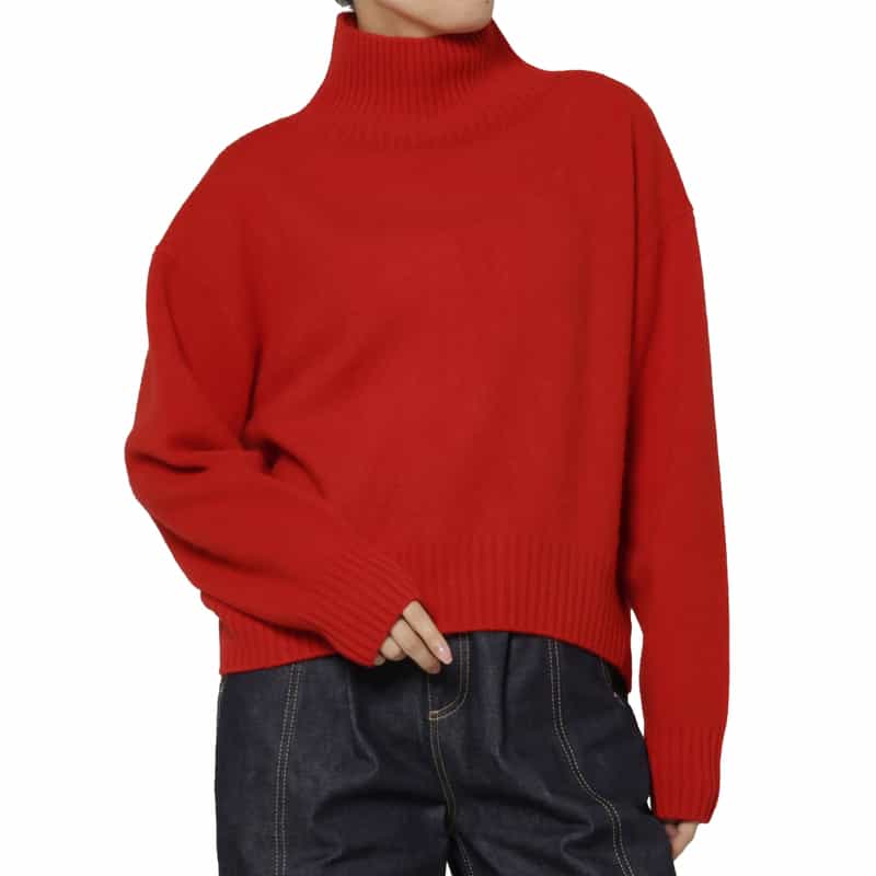 BARNEYS NEW YORK ハイネック カシミヤニットプルオーバー（ロロ・ピアーナ社製カシミヤ使用） RED