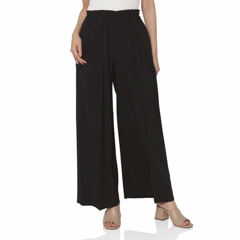 BARNEYS NEW YORK セットアップ ウォッシャブル メランジトロピカル素材 ワイドパンツ BLACK