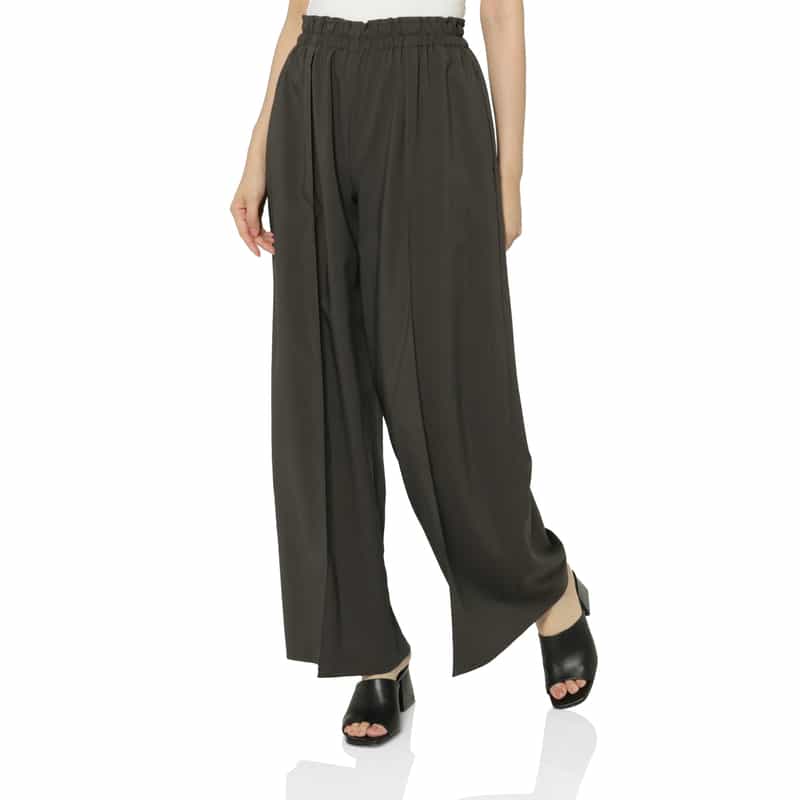 BARNEYS NEW YORK セットアップ ウォッシャブル メランジトロピカル素材 ワイドパンツ GRAY