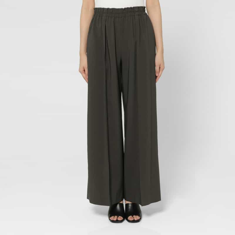 BARNEYS NEW YORK セットアップ ウォッシャブル メランジトロピカル素材 ワイドパンツ GRAY