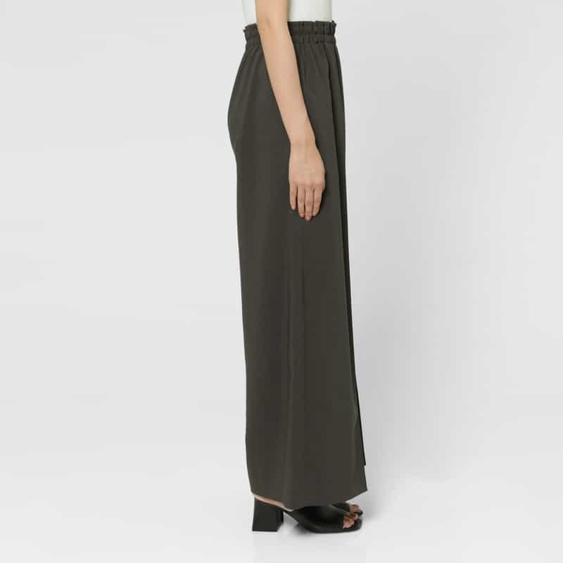 BARNEYS NEW YORK セットアップ ウォッシャブル メランジトロピカル素材 ワイドパンツ GRAY