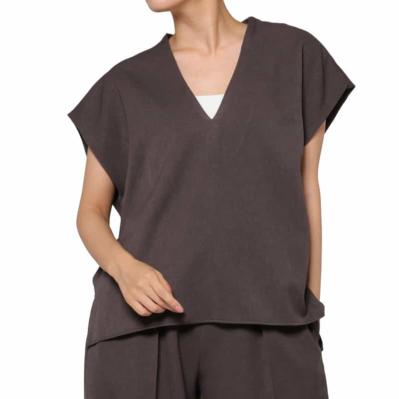 BARNEYS NEW YORK セットアップ ウォッシャブル フラノ ワイドブラウス GRAY