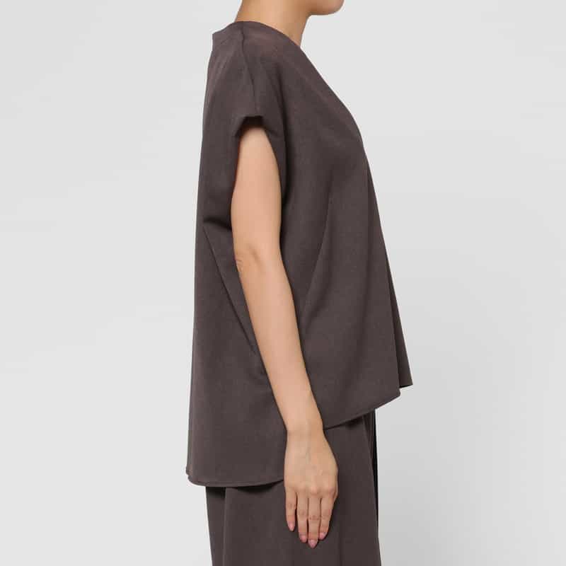 BARNEYS NEW YORK セットアップ ウォッシャブル フラノ ワイドブラウス GRAY