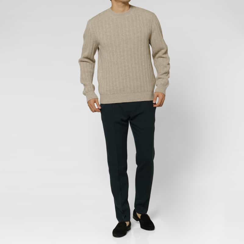 BARNEYS NEW YORK ウール素材クルーネックニットプルオーバー BEIGE