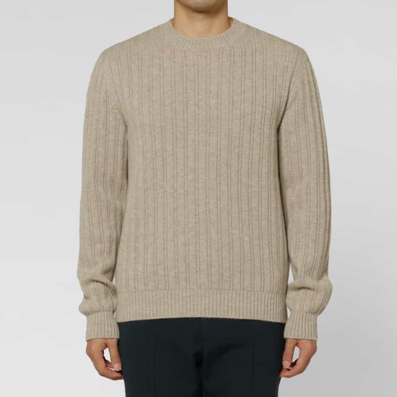 BARNEYS NEW YORK ウール素材クルーネックニットプルオーバー BEIGE