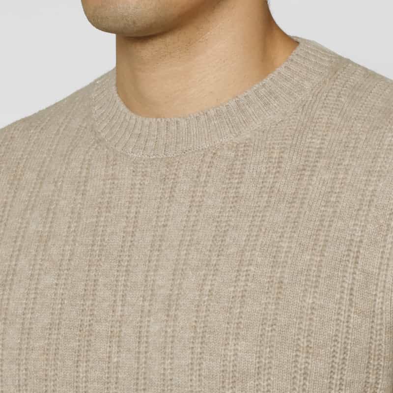 BARNEYS NEW YORK ウール素材クルーネックニットプルオーバー BEIGE