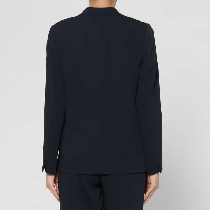 BARNEYS NEW YORK セットアップ ウォッシャブル ダブルクロス Vネックノーカラージャケット NAVY