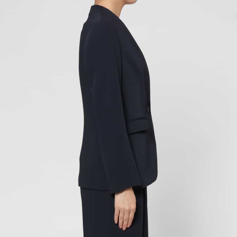 BARNEYS NEW YORK セットアップ ウォッシャブル ダブルクロス Vネックノーカラージャケット NAVY