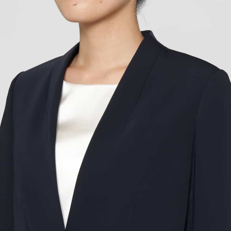BARNEYS NEW YORK セットアップ ウォッシャブル ダブルクロス Vネックノーカラージャケット NAVY