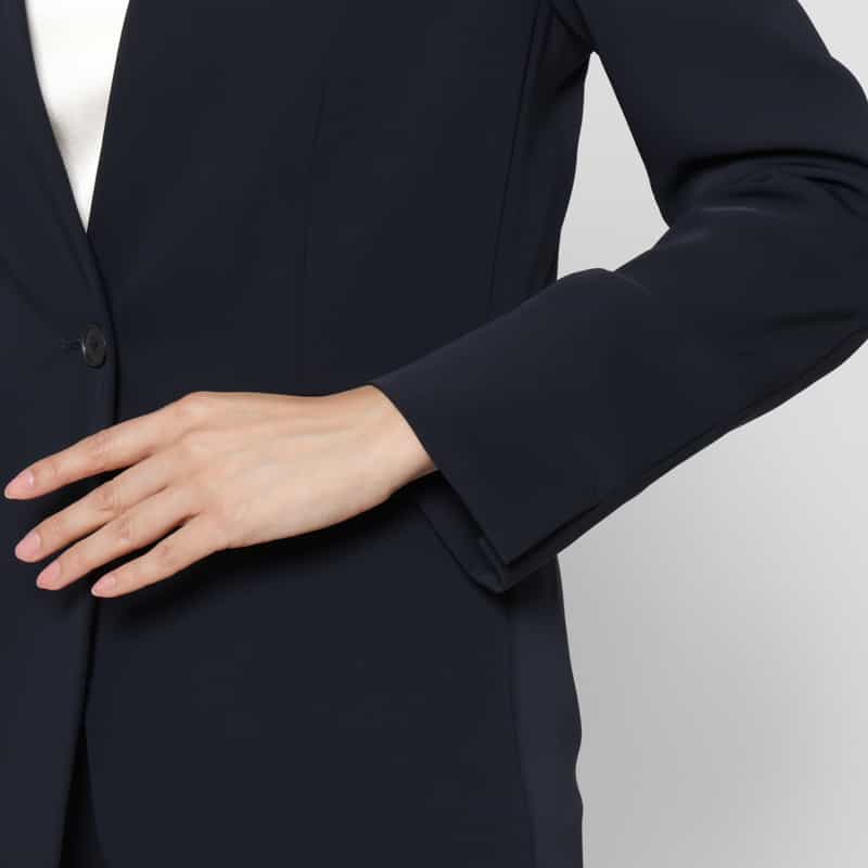 BARNEYS NEW YORK セットアップ ウォッシャブル ダブルクロス Vネックノーカラージャケット NAVY