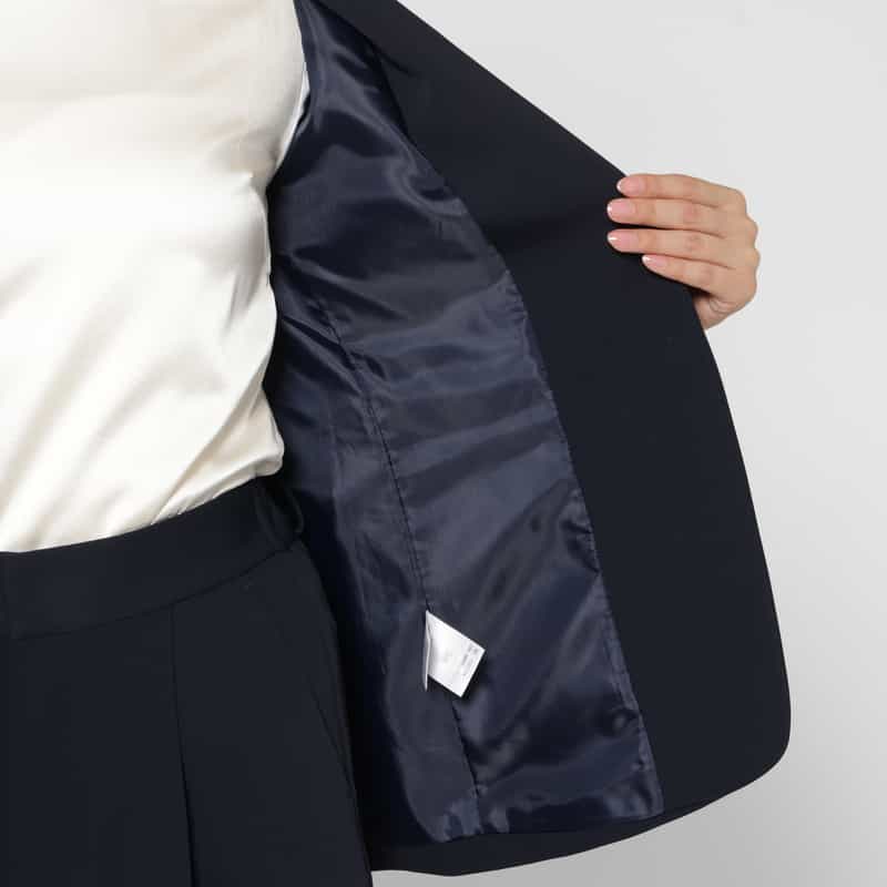 BARNEYS NEW YORK セットアップ ウォッシャブル ダブルクロス Vネックノーカラージャケット NAVY