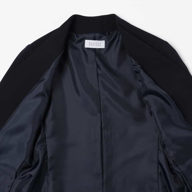 BARNEYS NEW YORK セットアップ ウォッシャブル ダブルクロス Vネックノーカラージャケット NAVY