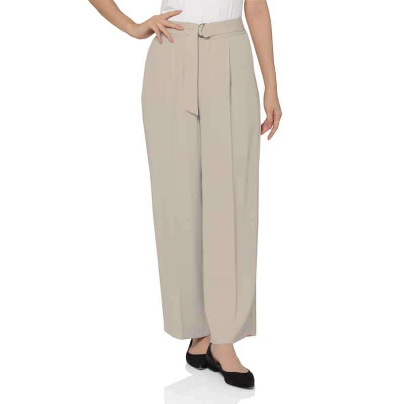 BARNEYS NEW YORK セットアップ ウォッシャブル ダブルクロス ベルテッドワイドパンツ BEIGE