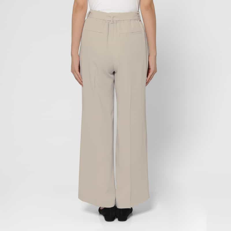 BARNEYS NEW YORK セットアップ ウォッシャブル ダブルクロス ベルテッドワイドパンツ BEIGE