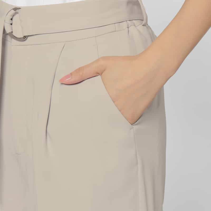 BARNEYS NEW YORK セットアップ ウォッシャブル ダブルクロス ベルテッドワイドパンツ BEIGE