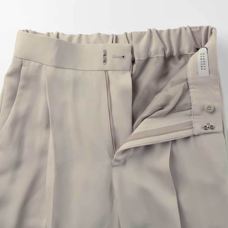 BARNEYS NEW YORK セットアップ ウォッシャブル ダブルクロス ベルテッドワイドパンツ BEIGE