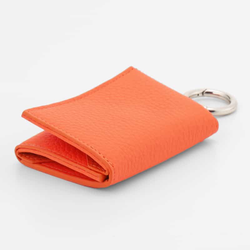 BARNEYS NEW YORK リング付きレザーミニウォレット ORANGE