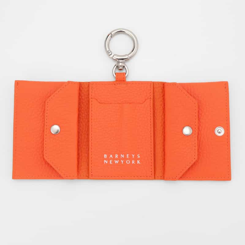 BARNEYS NEW YORK リング付きレザーミニウォレット ORANGE