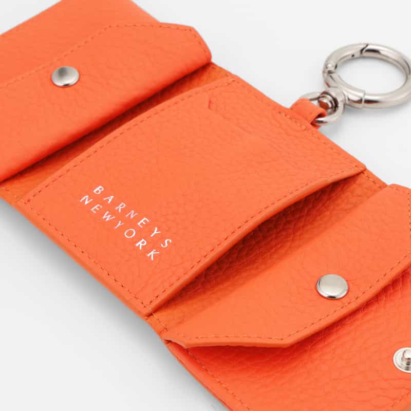 BARNEYS NEW YORK リング付きレザーミニウォレット ORANGE