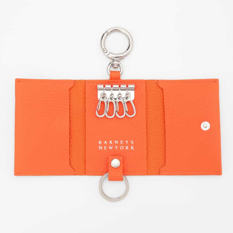 BARNEYS NEW YORK リング付きレザーキーケース ORANGE