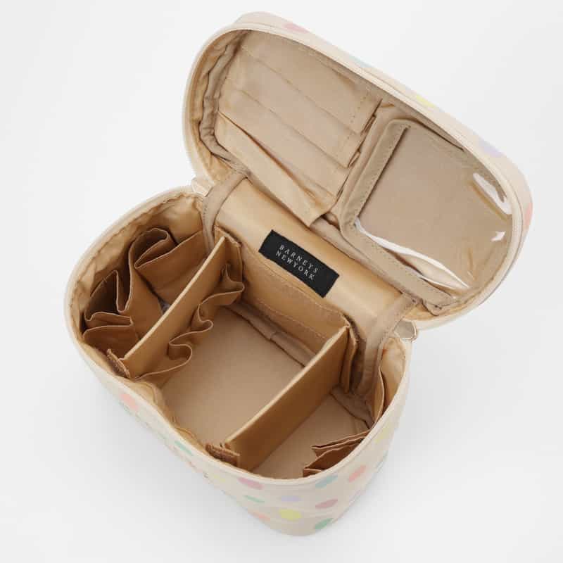 BARNEYS NEW YORK マルチドット柄 バニティポーチ WHITE