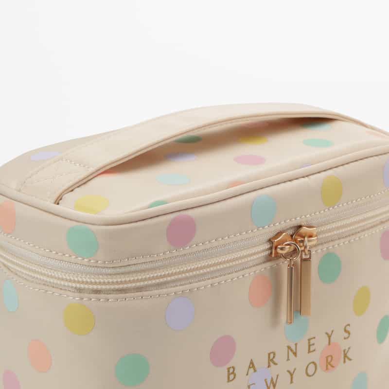BARNEYS NEW YORK マルチドット柄 バニティポーチ WHITE