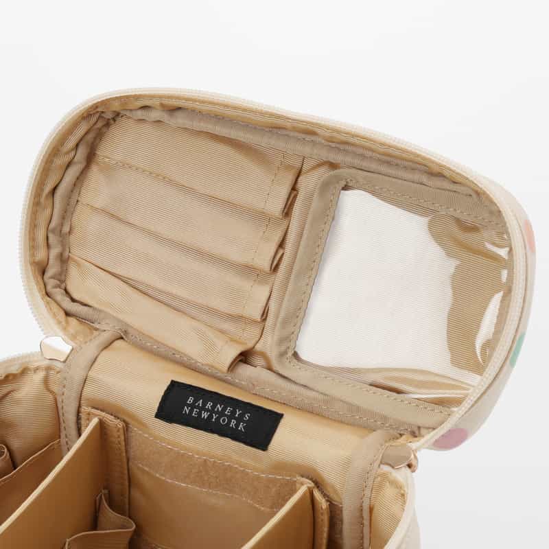 BARNEYS NEW YORK マルチドット柄 バニティポーチ WHITE