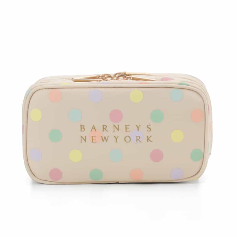 BARNEYS NEW YORK マルチドット柄 メイクポーチ WHITE