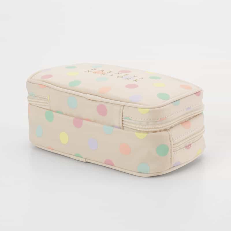 BARNEYS NEW YORK マルチドット柄 メイクポーチ WHITE