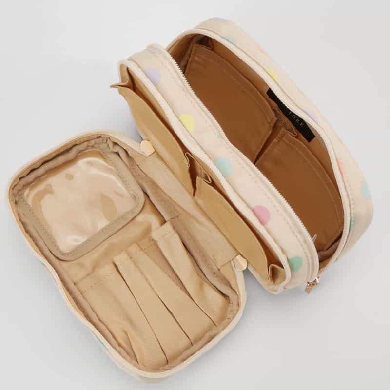 BARNEYS NEW YORK マルチドット柄 メイクポーチ WHITE