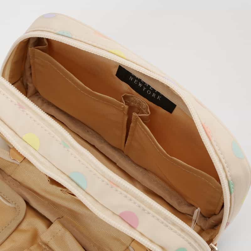 BARNEYS NEW YORK マルチドット柄 メイクポーチ WHITE