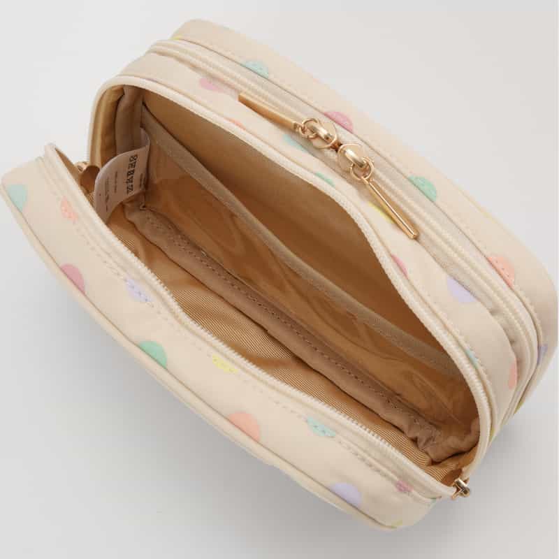 BARNEYS NEW YORK マルチドット柄 メイクポーチ WHITE