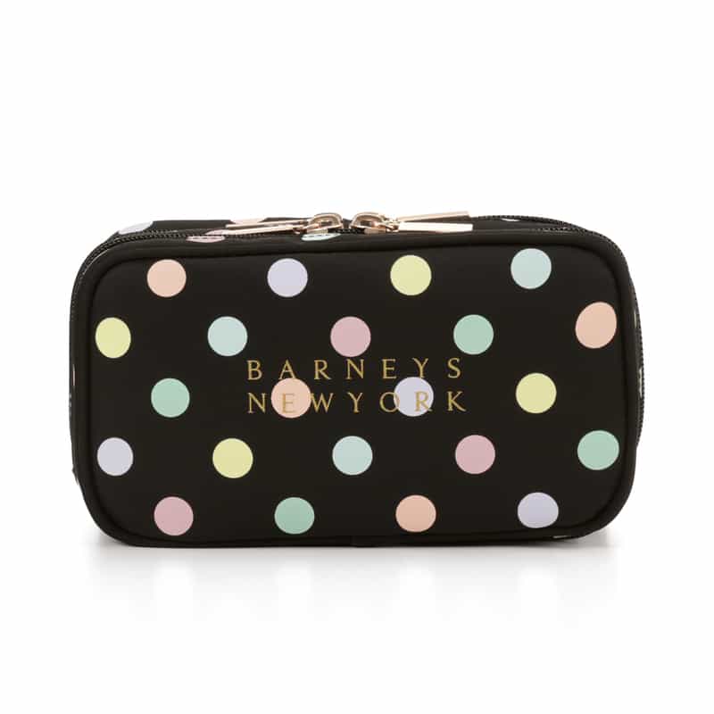 BARNEYS NEW YORK マルチドット柄 メイクポーチ BLACK