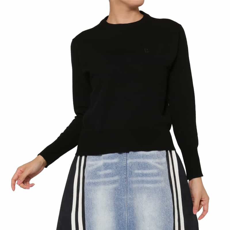 BARNEYS NEW YORK ウォッシャブル クルーネックニットプルオーバー BLACK