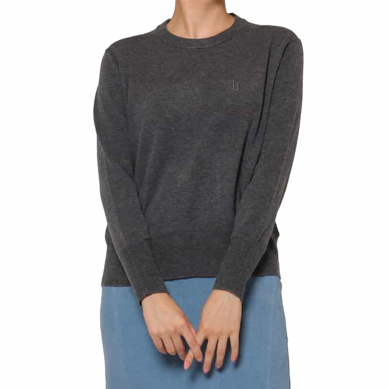 BARNEYS NEW YORK ウォッシャブル クルーネックニットプルオーバー GRAY