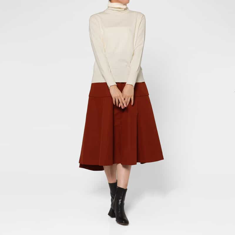 BARNEYS NEW YORK ウォッシャブル タートルネックニットプルオーバー WHITE