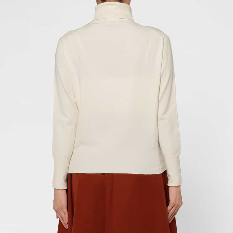 BARNEYS NEW YORK ウォッシャブル タートルネックニットプルオーバー WHITE