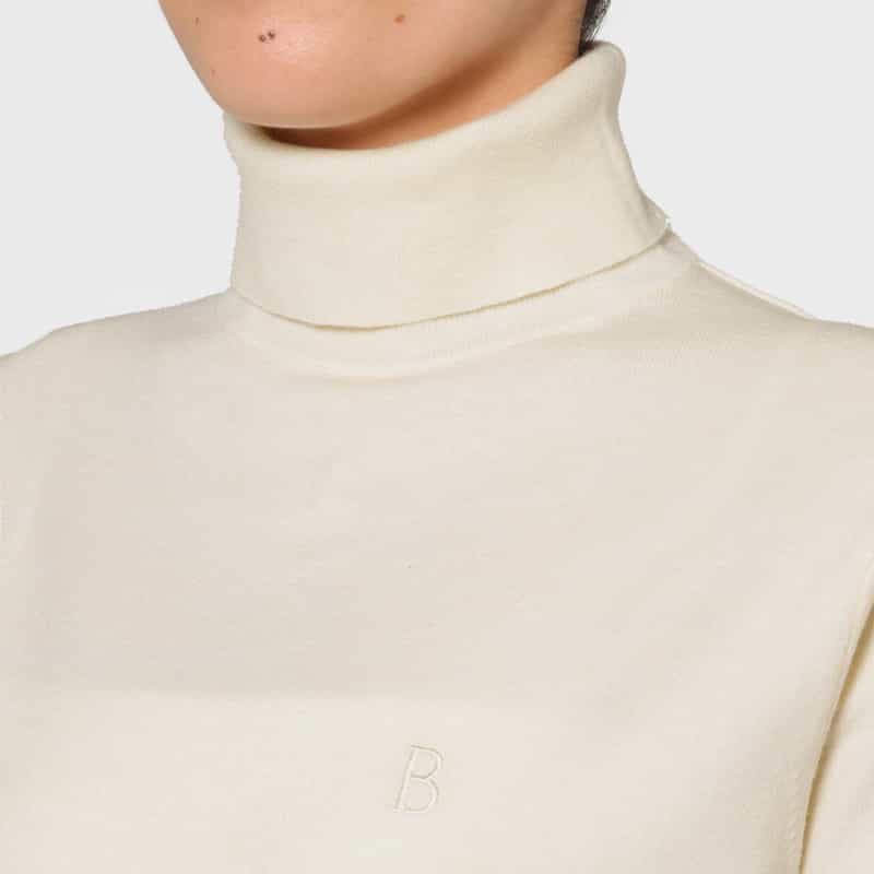 BARNEYS NEW YORK ウォッシャブル タートルネックニットプルオーバー WHITE
