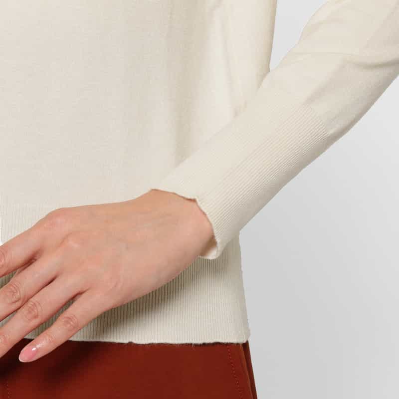 BARNEYS NEW YORK ウォッシャブル タートルネックニットプルオーバー WHITE