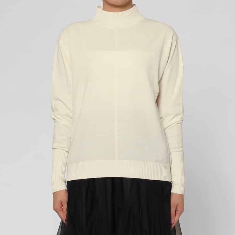 BARNEYS NEW YORK モールヤーン モックネックニットプルオーバー OFF WHITE